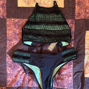 Aerie 2 piece blue bikini set